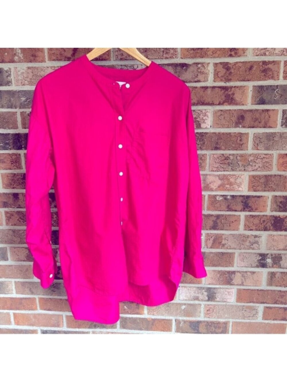 Aritzia Wilfred  Free   * Button-Up Shirt  100% Cotton Hot Pink  Oversized S